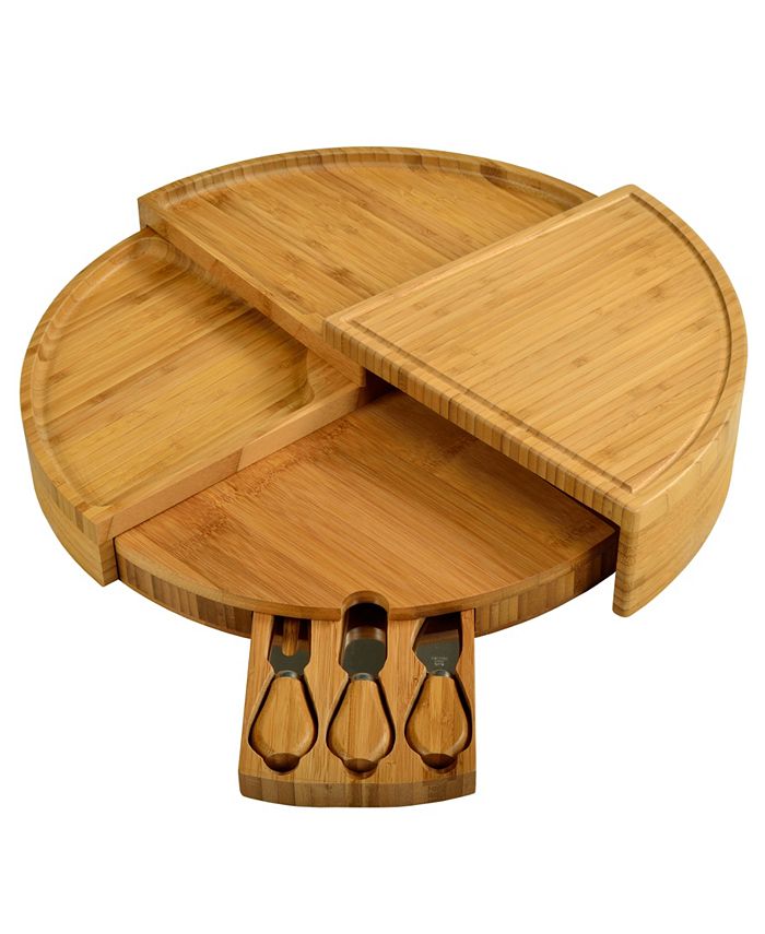 Picnic At Ascot Vienna Transforming Multilevel Bamboo Cheese Board Set