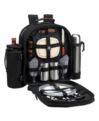 Deluxe 2 Person Picnic, Coffee Backpack Cooler with Wine Pouch