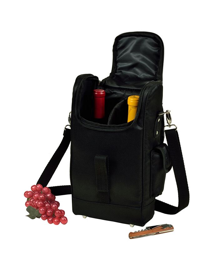 Picnic At Ascot Stylish Insulated 2 Bottle Wine Tote Bag with Corkscrew