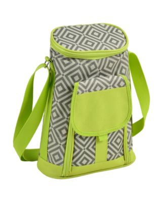 - 2 Bottle Wine Cooler Tote with Cheese Board, Knife, Corkscrew