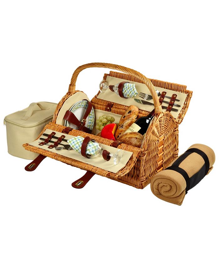 Picnic At Ascot Sussex Willow Picnic Basket with Service for 2 with Blanket Macy's