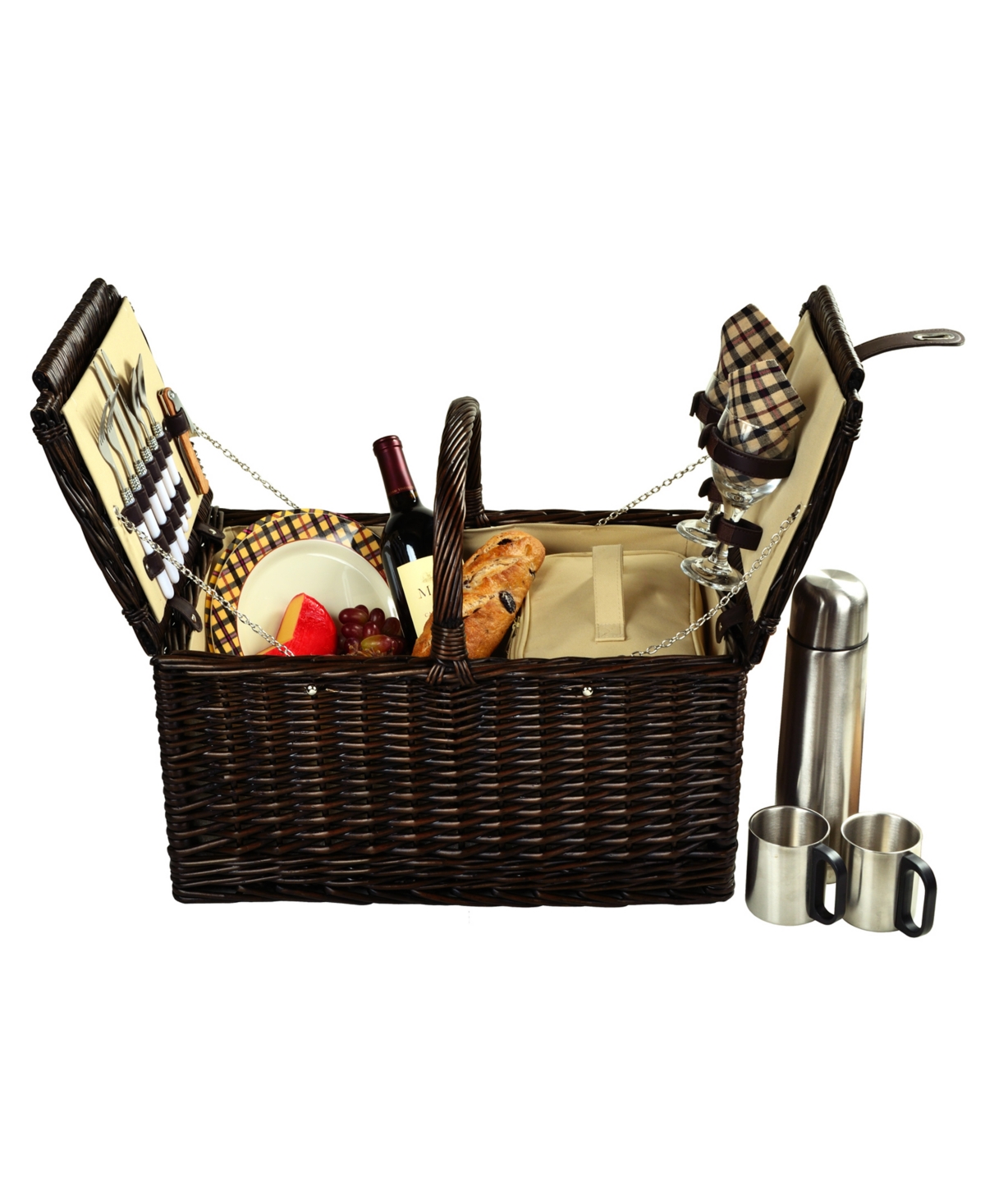 Picnic at Ascot Surrey Willow Picnic Basket with Coffee Set -Service for 2