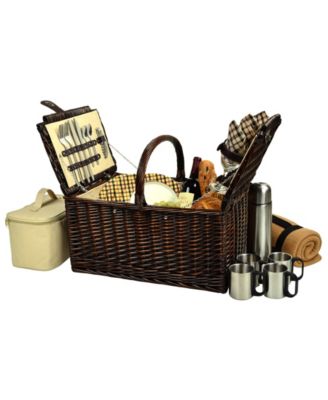 Buckingham Willow Picnic, Coffee Basket for 4 with Blanket