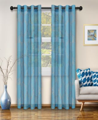 Moroccan Geometric Trellis Semi-Sheer Window Curtain Panel Set with Grommet Header, 52 X 96