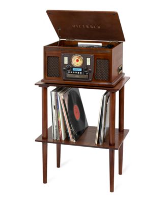 Victrola Wooden Stand with Record Holder