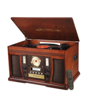 Victrola Wood 7-In-1 Nostalgic Bluetooth Record Player with Cd Encoding and 3-Speed Turntable