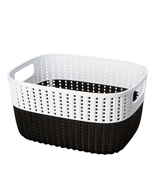 Simplify 2 Tone Decorative Medium Storage Basket In Black