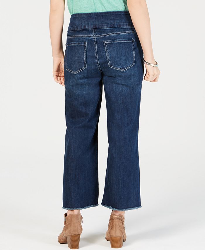 Style & Co Petite Pull-On Wide-Leg Fringe-Hem Capri Jeans, Created for ...