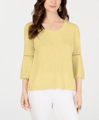Style & Co - Petite Crochet-Trim Lantern-Sleeve