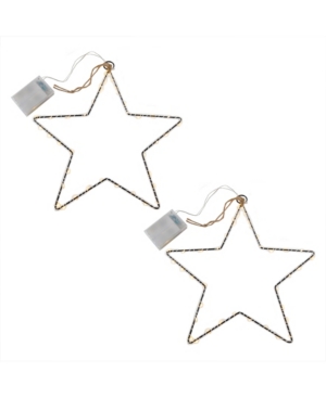 Macy's Lumabase Set Of 2 Star Motif With Mini Led String Lights In White
