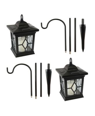 Lumabase Black Solar Lantern and Metal Shepherd's Hook