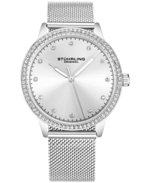 image of Stuhrling Original Women-s Silver Case and Mesh Bracelet, Silver Dial Watch