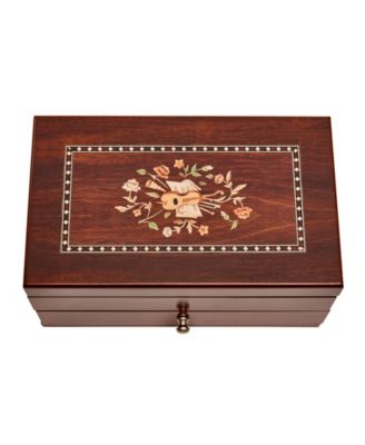 Brynn Wooden Jewelry Box with Florentine Marquetry Motif