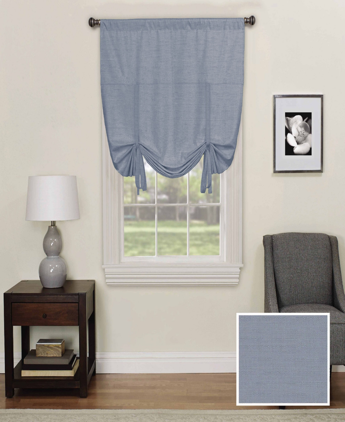 Shop Eclipse Kendall Blackout Tie-up Shade, 42" X 63" In Slate