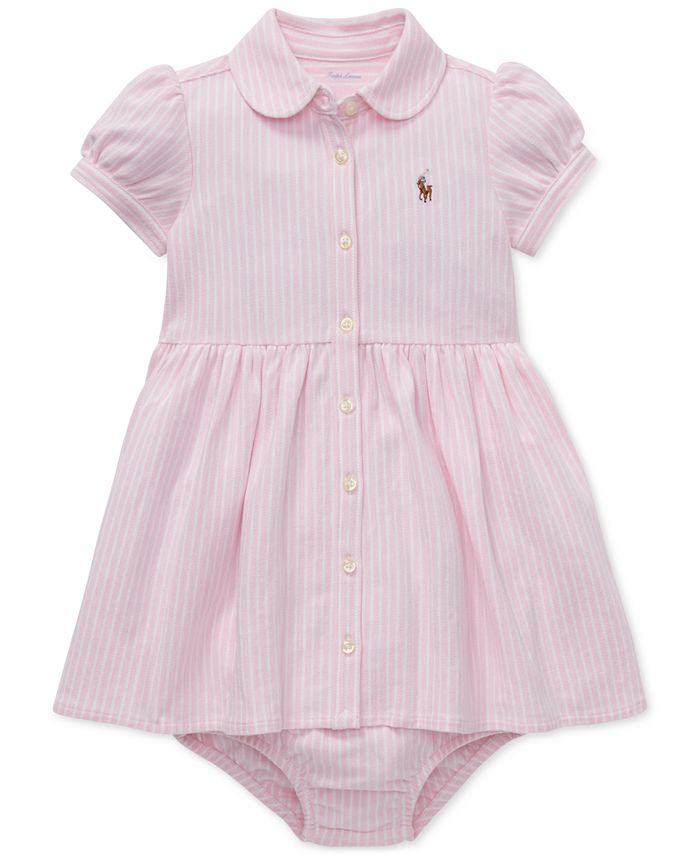 Polo Ralph Lauren Baby Girls Striped Knit Oxford Dress - Macy's