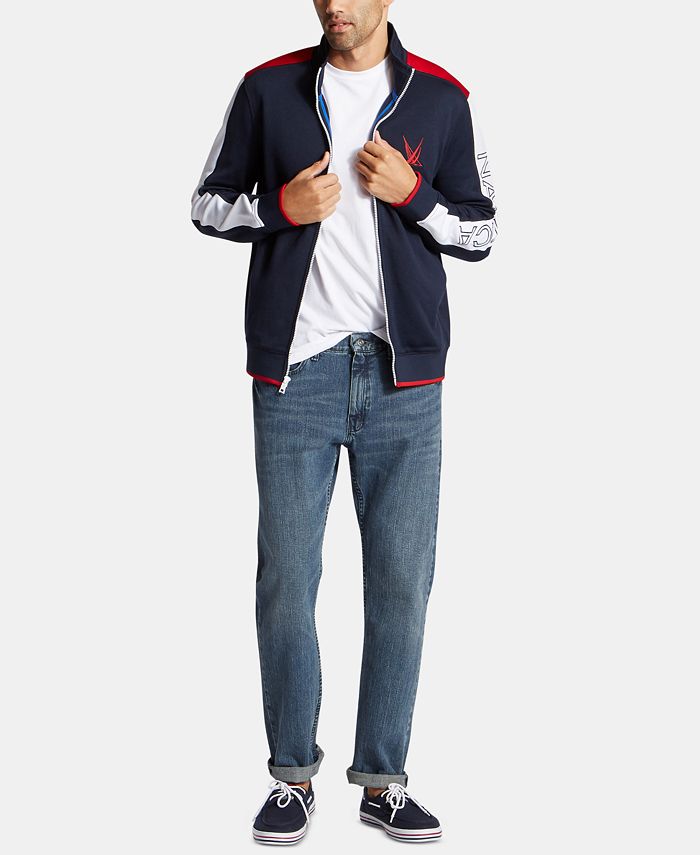 Nautica Nautica Mens Blue Sail Colorblocked Logo Track Jacket Created For Macys Macys