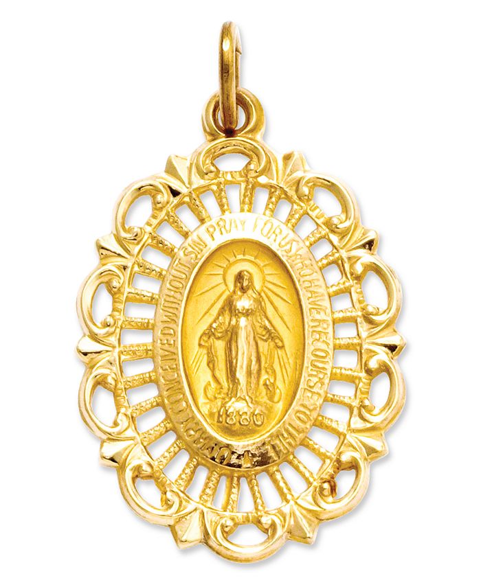 Macy's - 14k Gold Charm, Miraculous Medal Charm