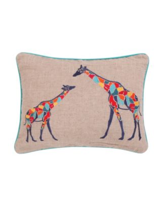 Mackenzie Giraffes Burlap Decorative Pillow, 14" x 18"