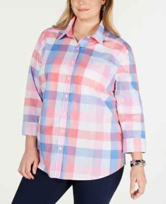 Karen Scott Plus Size Cotton Plaid Shirt, Created for Macy's - Macy's