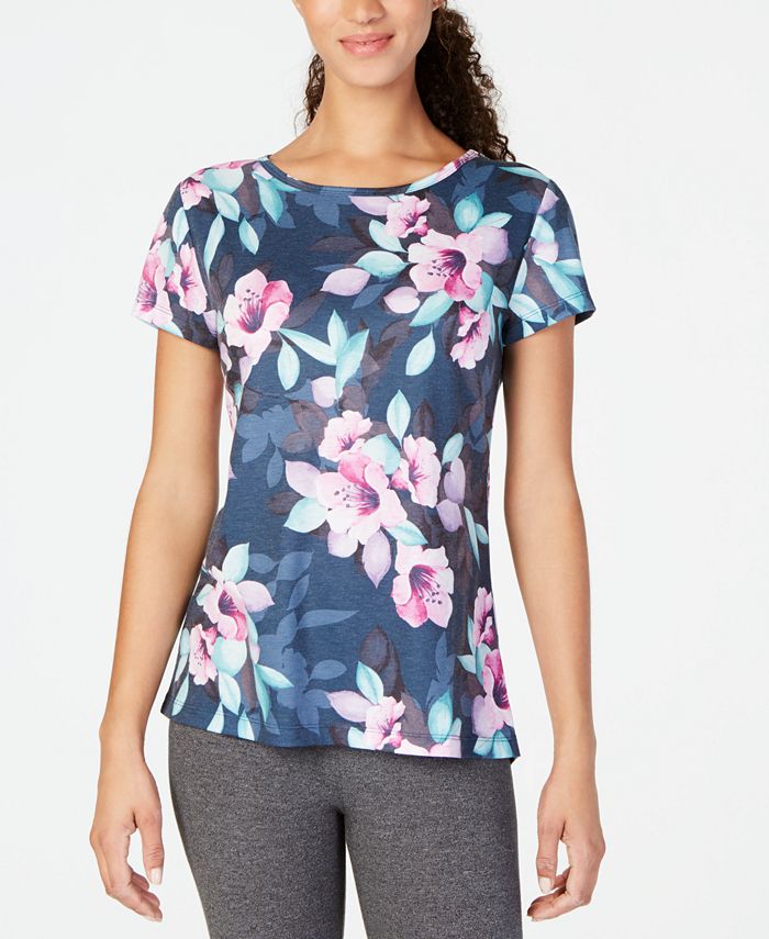 Ideology Botanic Siren Printed Keyhole-Back Top, Created for Macy's ...