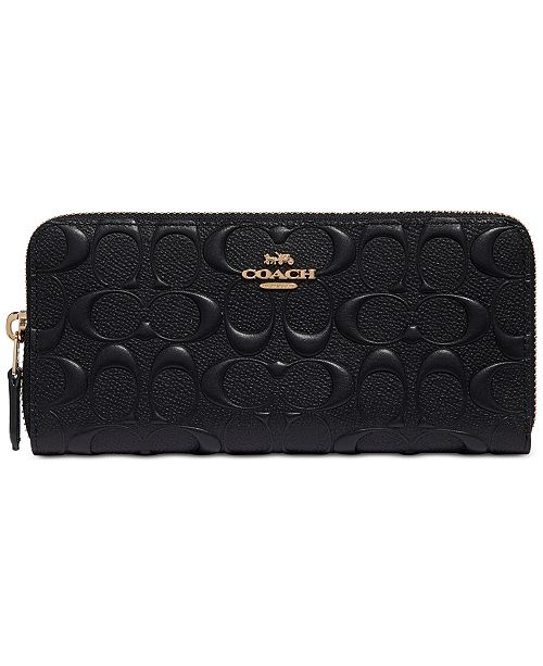 COACH Signature Embossed Leather Slim Accordion Zip Wallet & Reviews