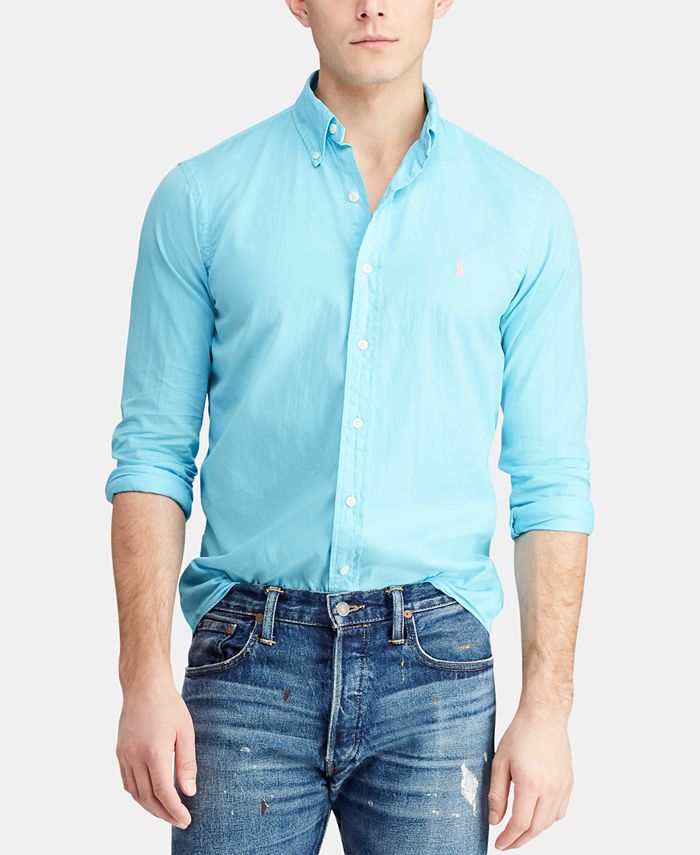 Polo Ralph Lauren Men's Slim Fit Garment-Dyed Twill Shirt & Reviews ...