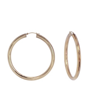 image of Round Polish Hoop Earrings in 18k Yellow Gold 1 3/8