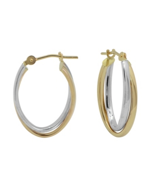 image of Two-Tone Hoop Earrings in 18k Yellow and white gold 7/16