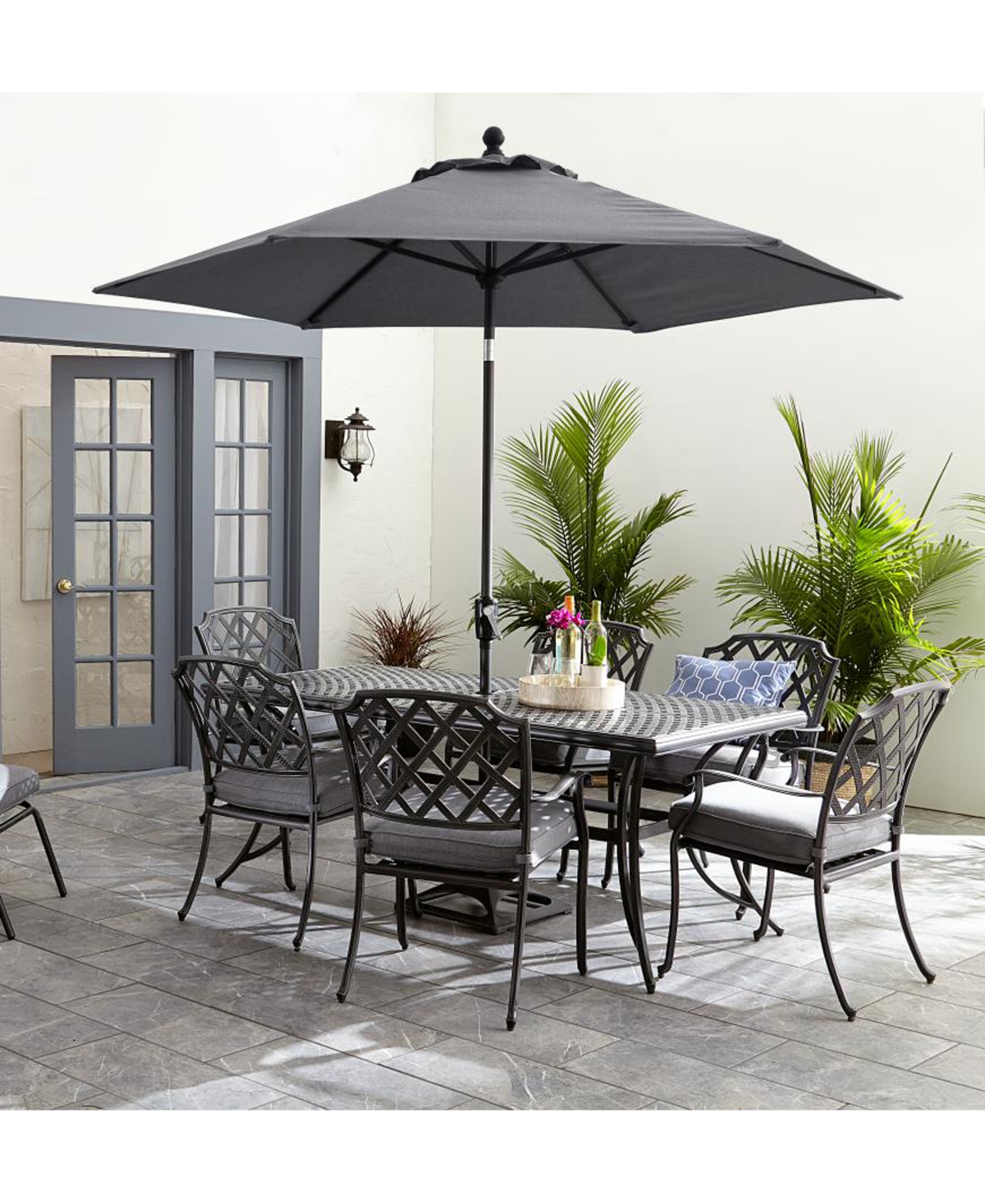 Vintage Ii Outdoor Cast Aluminum 7-Pc. Dining Set (72 X 38 Table & 6 Dining Chairs) With Sunbrella Cushions, Created for Macys