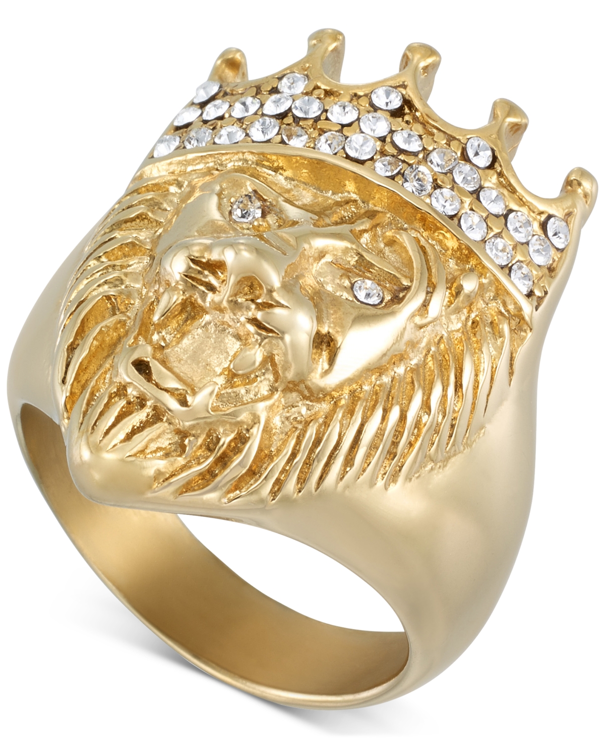 Smith Crystal Lion Ring in Gold-Tone Ion-Plated Stainless Steel - Gold Tone