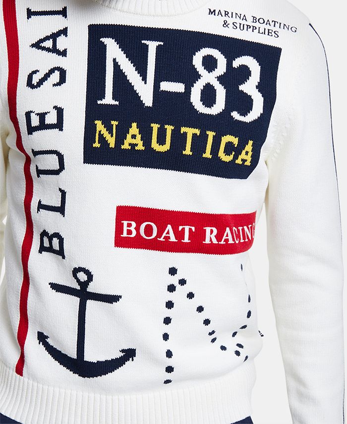 Nautica Nautica Men's Blue Sail Classic-Fit Intarsia Logo Sweater ...