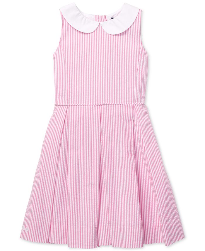 Polo Ralph Lauren Little Girls Seersucker Fit & Flare Cotton Dress - Macy's