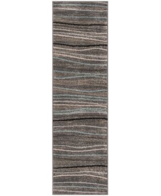 Amsterdam Silver and Beige 2'3" x 8' Runner Area Rug