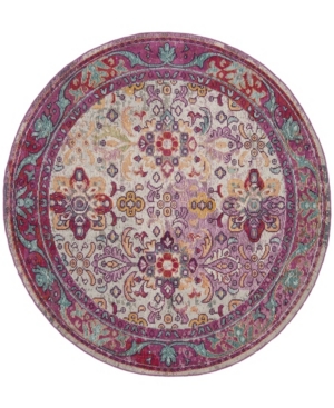 Safavieh Crystal Light Blue and Fuchsia 7' x 7' Round Area Rug