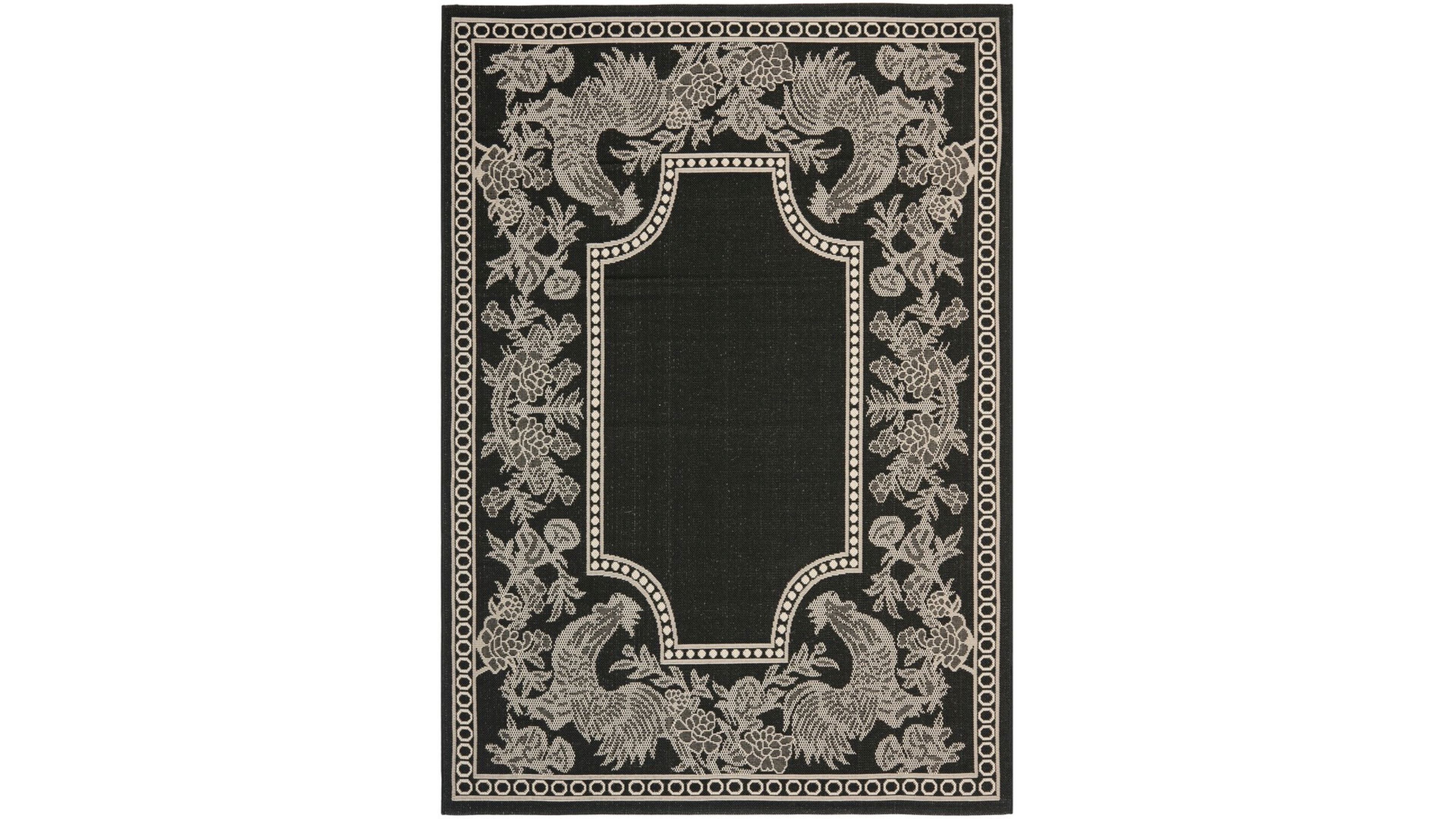 Safavieh Courtyard CY3305 Black and Sand 5'3" x 7'7" Sisal Weave Outdoor Area Rug