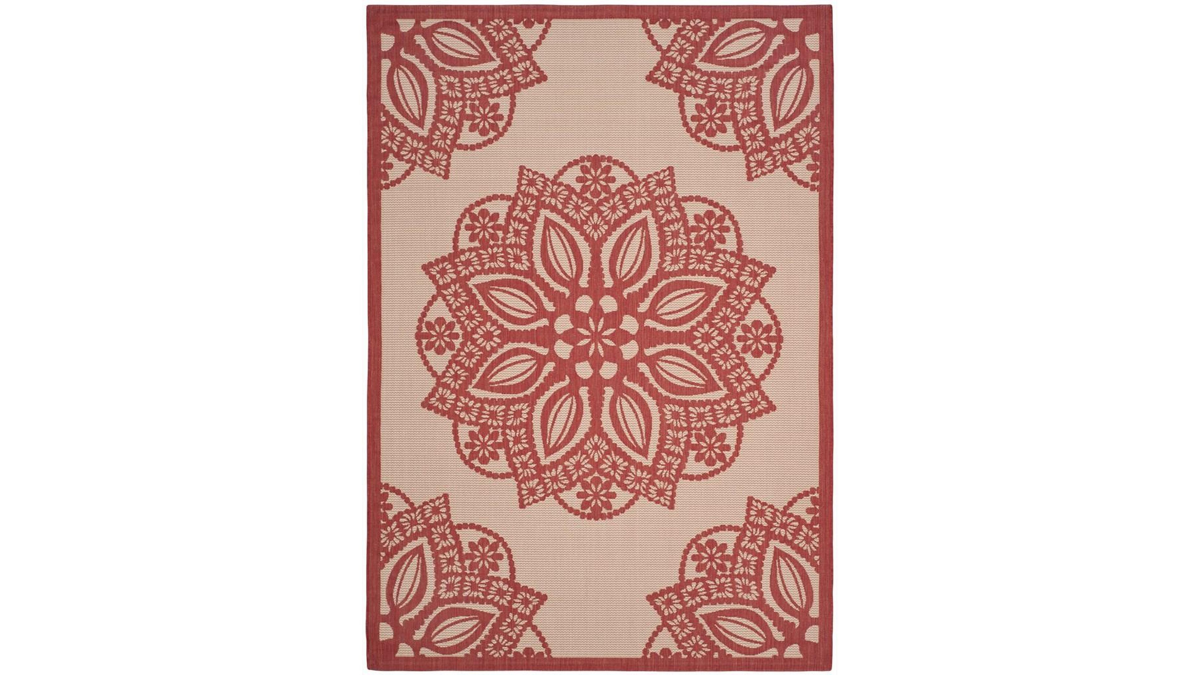 Safavieh Courtyard CY6139 Beige and Red 8' x 11' Sisal Weave Outdoor Area Rug
