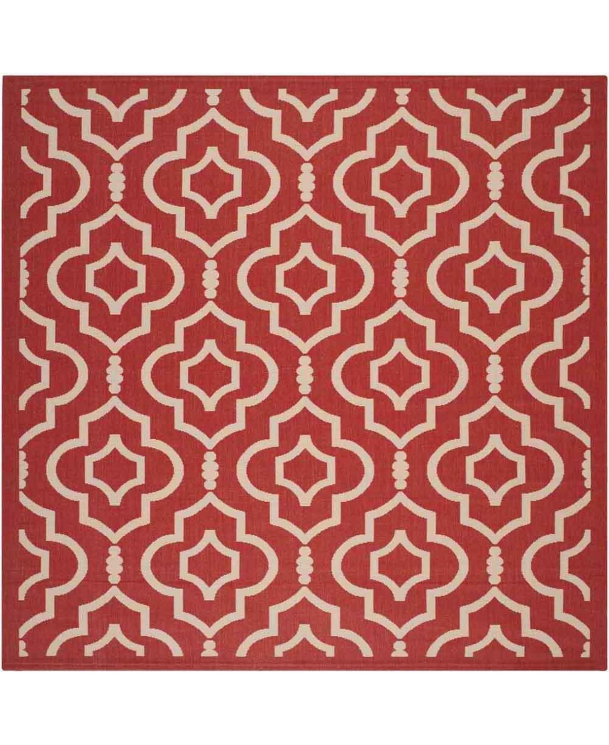Safavieh Courtyard Cy6926 Red And Bone 7'10" X 7'10" Sisal Weave Square Outdoor Area Rug