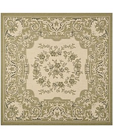 Courtyard Cream and Green 6'7" x 6'7" Sisal Weave Square Area Rug