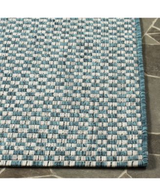 Courtyard CY8653 Turquoise and Light Gray 5'3" x 7'7" Sisal Weave Outdoor Area Rug
