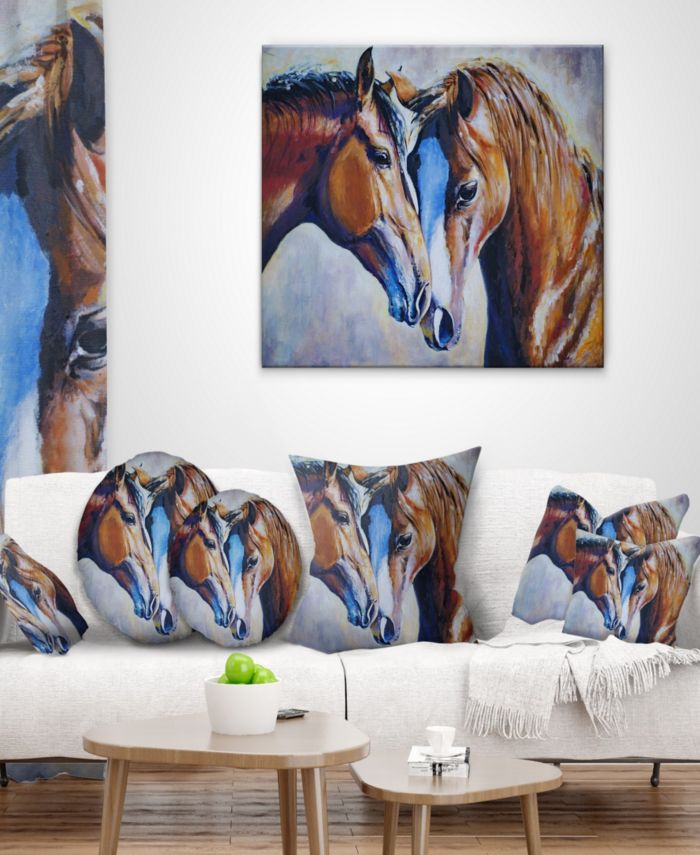 Design Art Designart Brown Amorous Horses Animal Art Canvas Print - 40" X 30" & Reviews - Wall Art - Macy's