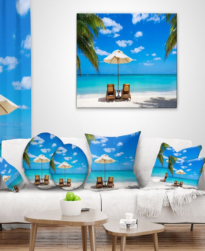 Design Art Designart Turquoise Beach With Chairs Seashore Photo Canvas ...