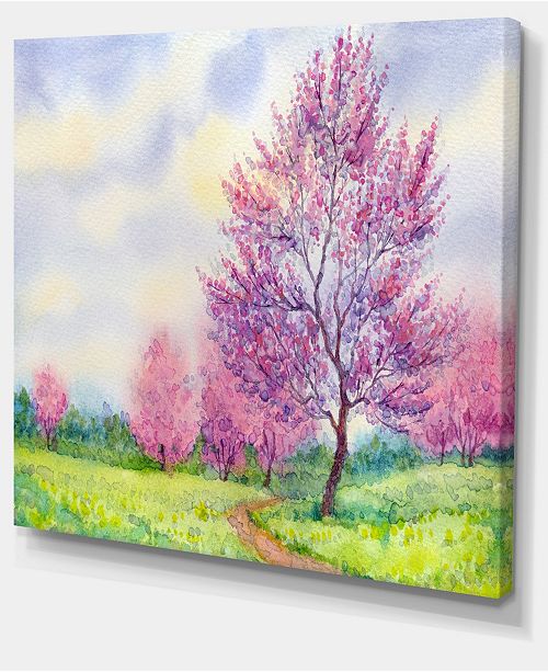 Design Art Designart Purple Spring Landscape Floral Art Canvas