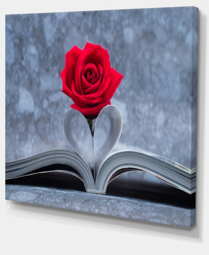Design Art Designart Red Rose Inside The Book Floral Art Canvas Print - 20" X 12" & Reviews - Wall Art - Macy's