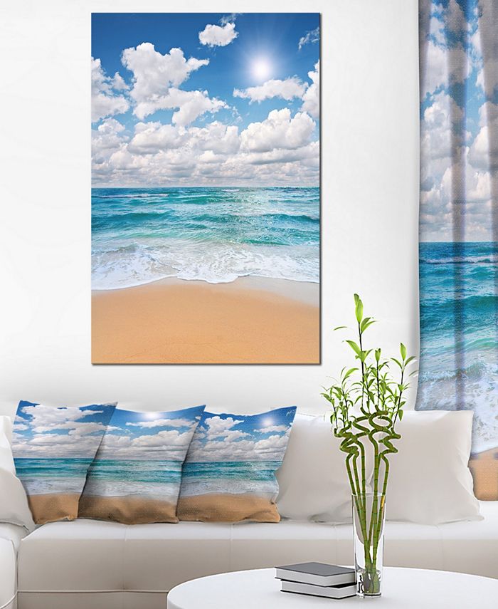 Design Art Designart Peacefulunder White Clouds Modern Beach Canvas Art ...