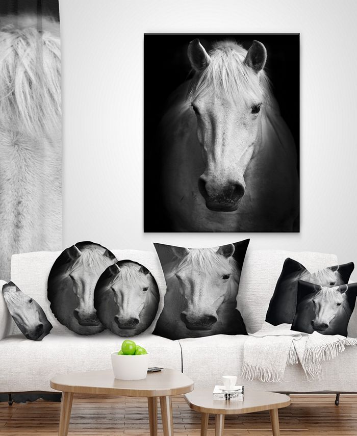 Design Art Designart White Horse Black And White Animal Canvas Art