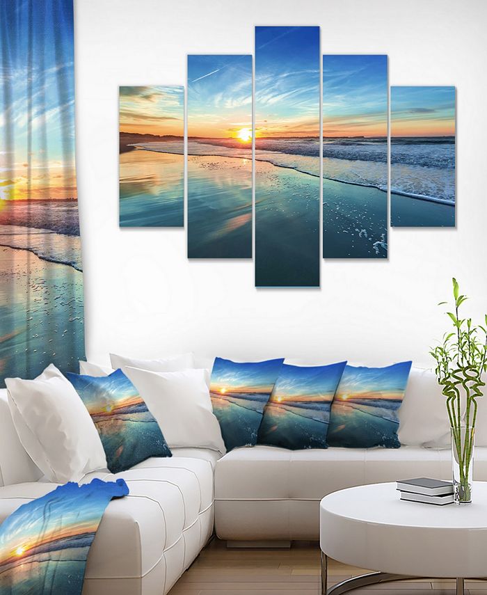 Design Art Designart Bluewith Distant Sunset Seascape Canvas Art Print ...