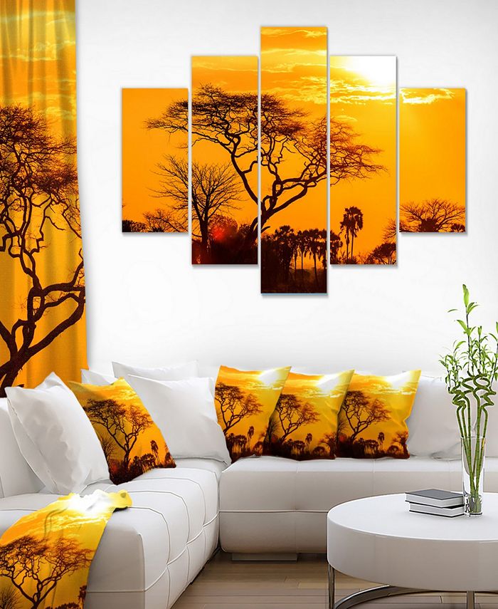 Design Art Designart Orange Glow Of African Sunset Extra Large Wall Art ...