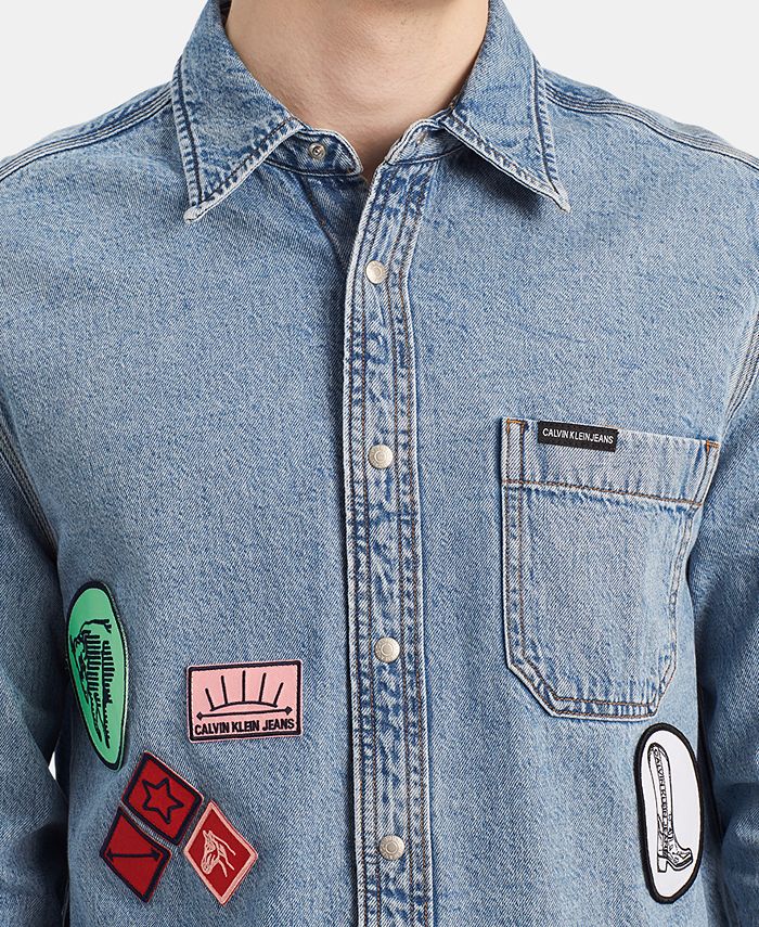 Calvin Klein Jeans Men's Patch Denim Shirt Macy's