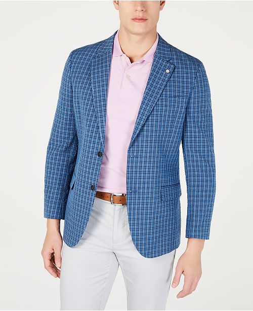 blue checkered sports jacket