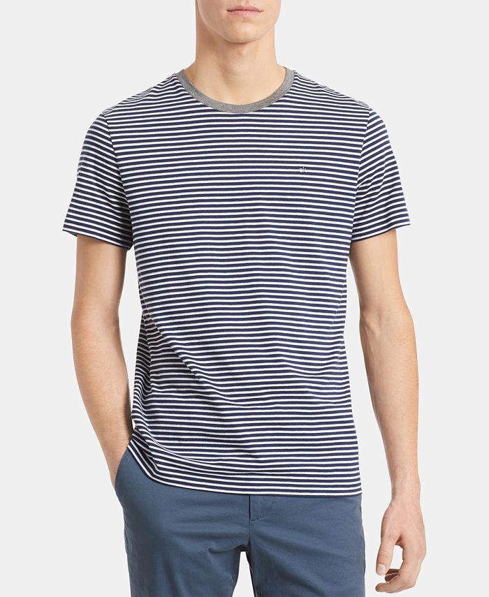 Calvin Klein Men's Stripe Pima Cotton Ringer T-Shirt & Reviews - T ...